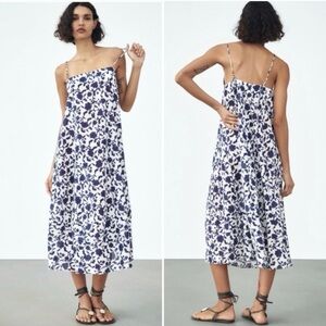 NWT Zara Cotton Printed Midi Dress